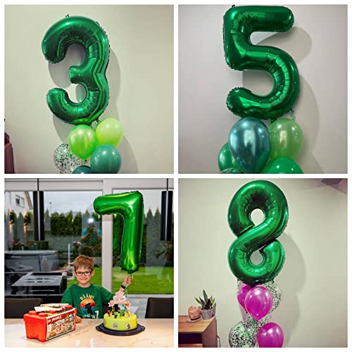 Image of Number 13 Dark Green Balloons 40 Inch Giant Green 13 Numer Foil Helium Balloons for 13th Green Birthday Party Supplies 31st Anniversary Events Decorations