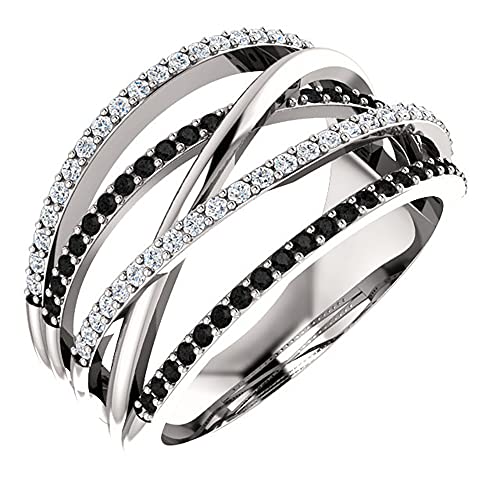 Bague en argent 925 multi-rangs avec pierres noires pour sublimer vos tenues