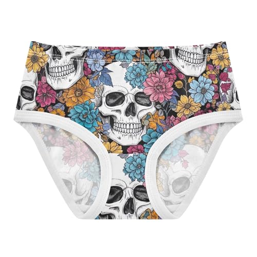 Toddler Underwear Floral 2t Cotton Little Girl Panties Artistic Briefs Underpants Black White Skulls Vibrant Floral