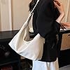 Introti PU Leather Women Vintage Tote Bags Solid Color Stylish Long Handle Tote Large Capacity Casual Crossbody Bags Travel Work Shopping Handbags #1