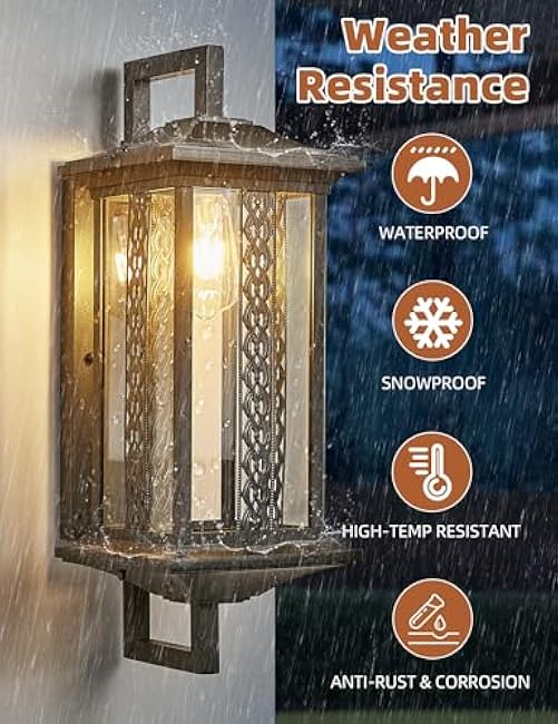 22.5¡±H Extra Large Outdoor Wall Light Dusk to Dawn Porch Light Fixtures Wall Mount Waterproof Exterior Wall Lamp Sconce with Tempered Glass Outside Carriage Light Perfect for Patio Garage Front Door