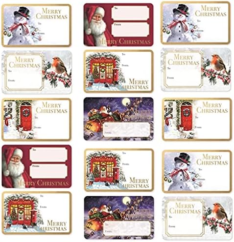 80 Lovely Christmas Collection Labels Stickers Adhesive- 2.3x1.33 inches Adored by Little Ones Christmas Stickers Tags , Adhesive Gold-FOIL Xmas Prime Gift Stickers Label, Cute Stickers by G4Gadget