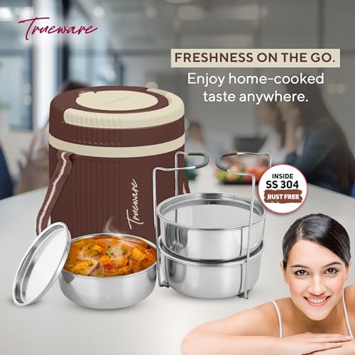 Image of Tureware Electric 3 PU Insulated 304 Grade Stainless Steel 3 Container 450 ML Each Thermoware Electric Lunch Box
