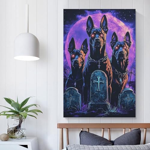 Décoration murale doberman : tableau impression sur toile 50x75 cm