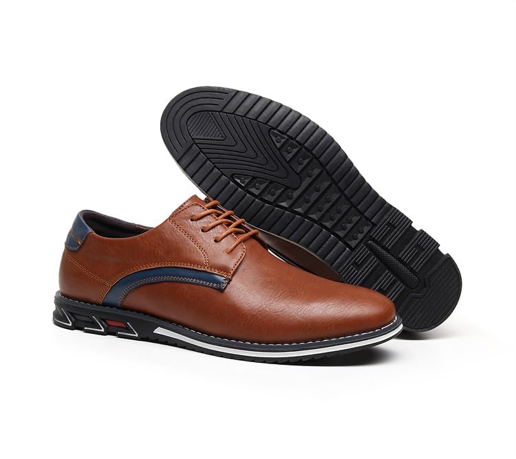 Santimon Men's Casual Dress Shoes Leather Stylish Sporty Sneakers Lace-up Office Oxford Shoes for Work, Travel & Daily2