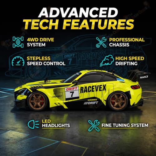 Image of TheLittleOnes 4x4 Rc Drifting Car - Rc Drift Cars High Speed Remote Control Drift Car 2.4GHz Remote Control Drift Stunt Off Road Cars 360 Rotation Toys For Kids & Adults Boys & Girls [HyperDrift X ]