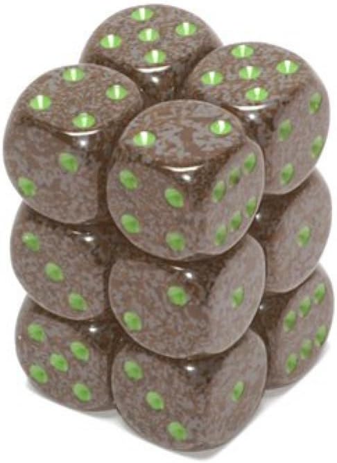 Chessex Dice d6 Sets: Earth Speckled - 16mm Six Sided Die (12) Block of Dice