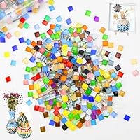 CHRI 1000g Glasmosaiksteine 1x1 cm Mosaiksteine Bunt kristall-mosaik-fliesen ca. 1200 Stück Mosaik Steine für DIY-Projekte, Basteln, Mosaikdekorationen (Buntmix)