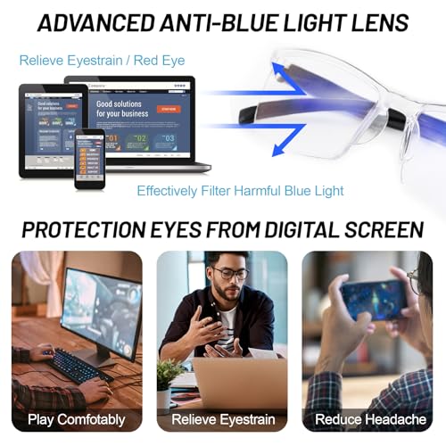 Image of 4 Packs Clear Reading Glasses 1.0 for Men Women Multipack Blue Light Blocking Semi-rim Readers 1.00 1.25 1.50 1.75 2.00 2.25 2.50 2.75 3.00 3.5 4.00