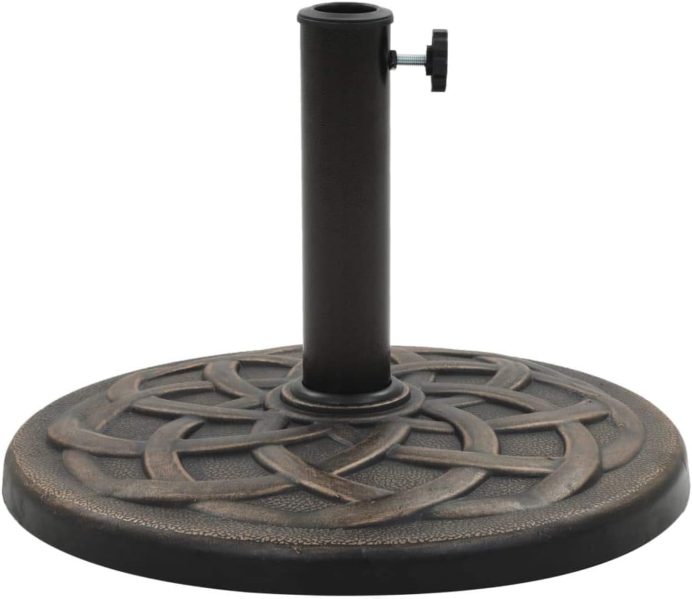 vidaXL Decorative Parasol Base, Bronze Round Polyresin Outdoor Umbrella Stand, Heavy-Duty 41.9 lb, Adapts to 1.5" and 1.9" Pole Diameters