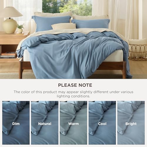 Image of Bedsure Oversized Queen Duvet Cover, Double Brushed Bedding, Mineral Blue | For Kids & Adults, 98 inchx98 inch Comforter Cover, Hotel Luxury, All Season, Breathable, Easy Care, Lightweight, Zipper Closure