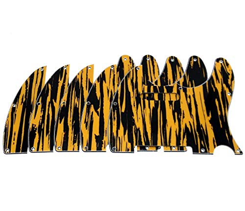 TD.Shopthuyduongls 5X Telecaster Style Scratch Plate Guitar Pickguard Black/Yellow Wicker 3 Ply