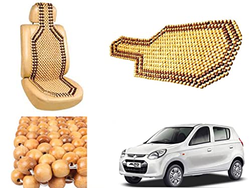 Image of Car Bead Seat Wooden Beads Cushion Cover Pad for Maruti Suzuki Alto 800, Acupressure Sitting Seat Cover | Cream Color - Pack of 1