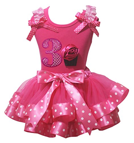 Vestido de cumpleaños 3rd suave sin picores con falda de pétalos rosa para niñas