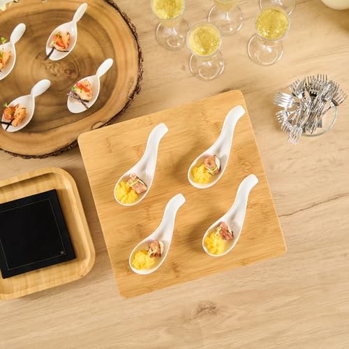 Image of Restaurantware 5.1 Inch Porcelain Soup Spoons 10 Wave Appetizer Spoons - Chip Resistant Dishwasher Safe White Porcelain Mini Tasting Plates For Samples Desserts Or Snacks
