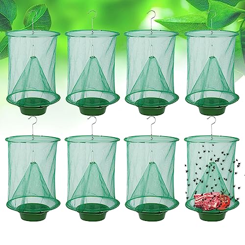 8 Pack Ranch Fly Trap - Reusable Fly Trap With Tray For Indoor Outdoor Hanging Farms,Stable,Garden,Orchard,Park #TOP26