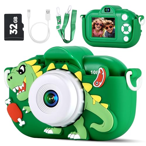 Kids Camera Boys Toys for 3 4 5 6 7 8 9 Years Old Boys, 48MP Dual Lens Kids Digital Camera Christmas Birthday Gifts, 1080P HD Video Selfie Toddler Camera with 32G SD Card by YEEHAO - Used condition - US$17.82