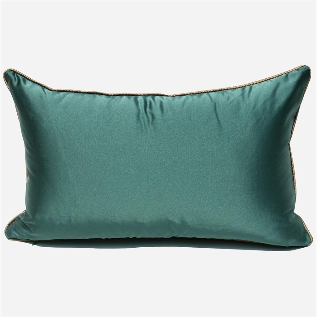 HBJWOV Green Gold Plaid Living Room Sofa Waist Pillow Cushion Hotel Accommodation Soft Case(40 * 60cm)