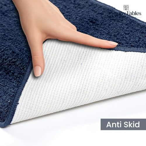 Image of Earthy Fables Soft Microfiber Bath Mat - Loop Pile, Quick Dry, Anti-Skid, Water Absorbent, Non-Slip, Machine Washable Floor Rug, Shower Mat, Door Mat for Bathroom, Bedroom, 60x40 cm - Teal