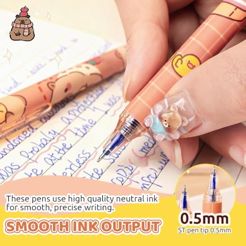 Image of Climberty 6Pcs Erasable Gel Pens with Rubber Eraser Cap Blue Ink Cute Cartoon Capybara Student Writing Pens Office Stationeries Gift Set
