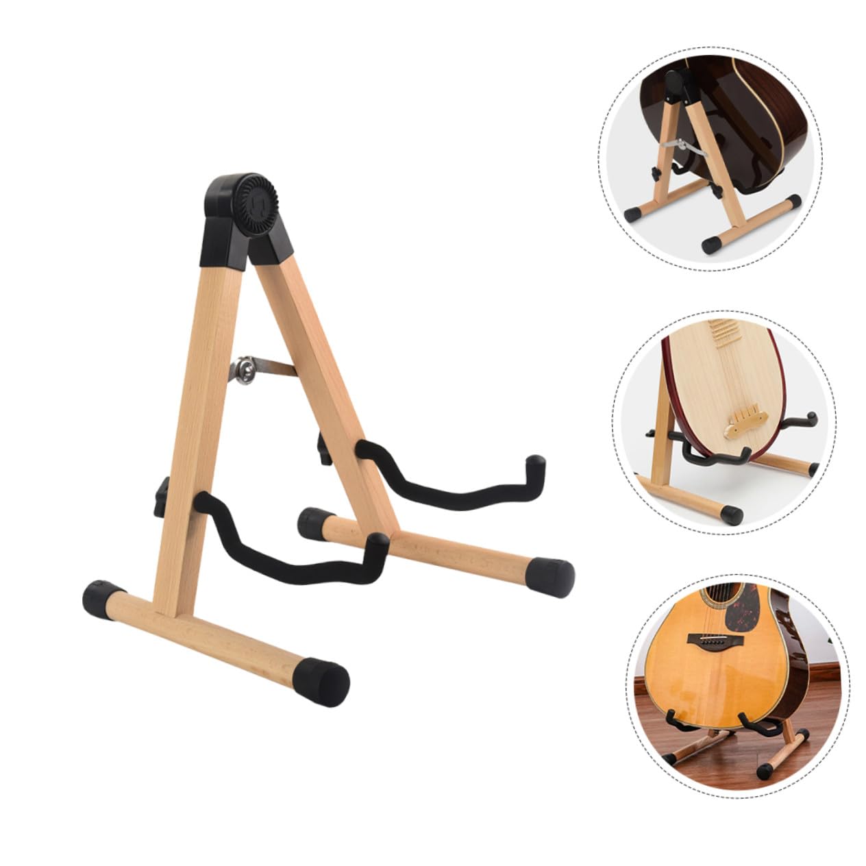 ABOOFAN Tragbarer Gitarrenständer und Eisen mit Anti Rutsch Funktion für Akustikgitarren Bass und Ukulele Vielseitiger Bodengitarrenständer für Musiker