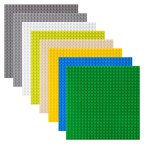 shineFinder 8 baseplate Set Building board Compatible with Lego, 7.5"x7.5", Base Plates with 24 x 24 studs