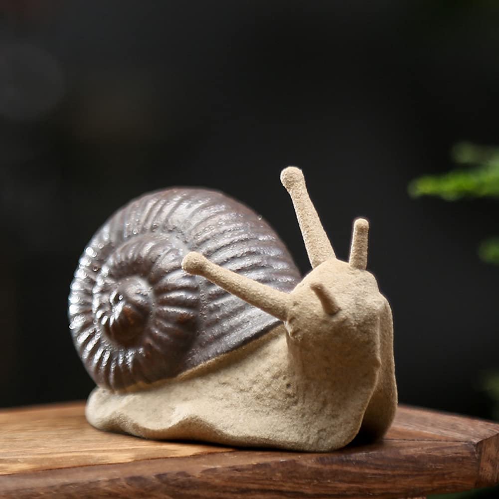 Miniature Garden Ornaments Fairy Garden Animals Mini Animals Miniature Ornament,Ceramic Snail Miniature Fairy Garden Mini Snail Ornament Dollhouse Plant Pot Figurine Garden 4x8.2x4.4cm