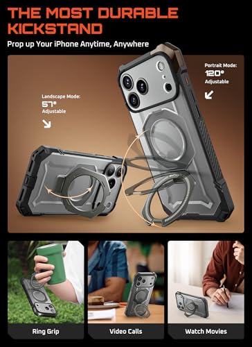 Image of SUPCASE for iPhone 17 Pro Max Case with Kickstand (Unicorn Beetle Grip), [Camera Control Cover] [Compatible with MagSafe] [Military-Grade Drop Protection] Heavy Duty Magnetic Phone Case, Gray