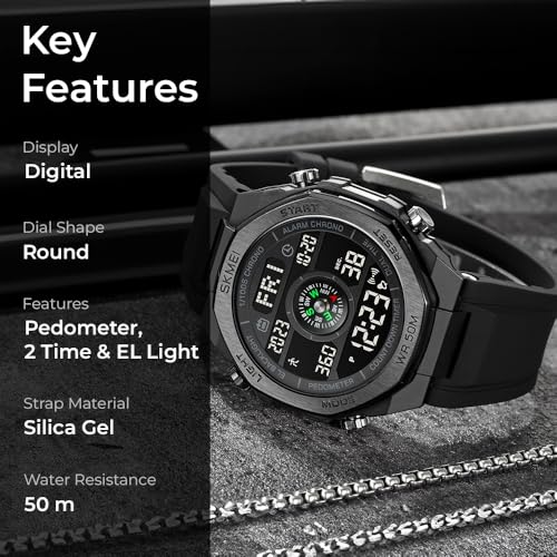 Image of SKMEI Men Watch Compass Pedometer Calories Sport Watch LED Digital Stopwatch Boy Digital Sport Wristwatch