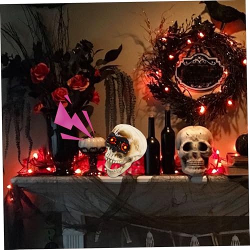 Voz espeluznante en calaveras decorativas de Halloween para asustar visitas 3