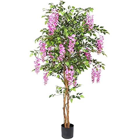 THE BLOOM TIMES 6FT Fake Wisteria Tree Artificial Plants in Nursery Pot Decorative Tree for Home Indoor Living Room Office Decor Cover