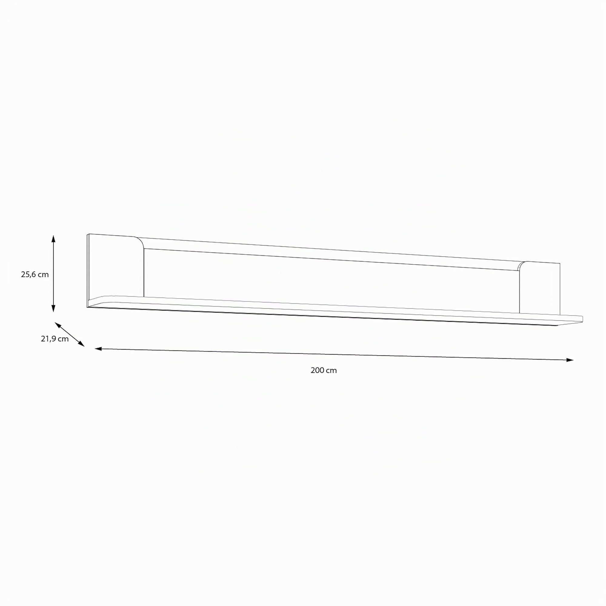 Forte VODOL Wandregal 200, modernes Wandregal mit Ablage, Holzwerkstoff, Kaschmir|Beige, 200 cm breit x 25,6 cm hoch x 21,9 cm tief