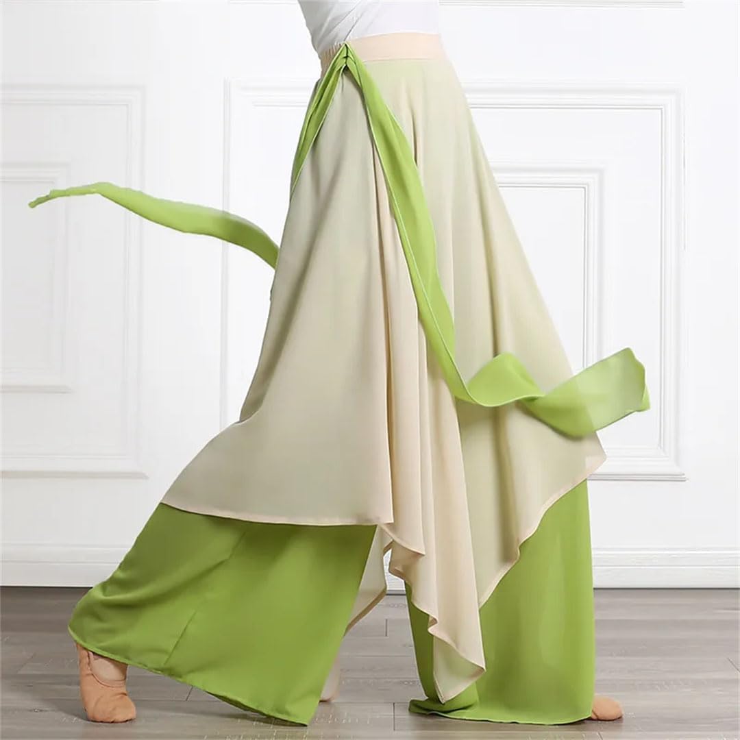 Hgvcfcv Cotton Wide-Leg Culottes for Women Wild Loose Casual Cropped Trousers Pants Skirts Performance Dance Costume