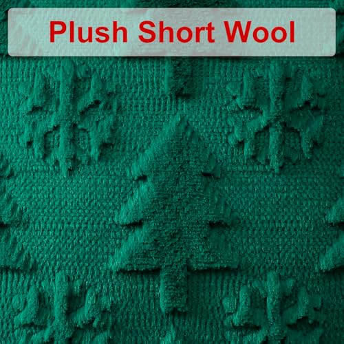 Artscope Set of 2 Xmas Soft Plush Short Wool Velvet Decorative Cushion Covers 40x60cm Luxury Style Throw Pillow Covers Pillow Shell for Sofa Bedroom Christmas Tree and Snowflake Green - Image 2