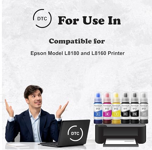 Image of Duplex DTC 011 & 012 Refill Ink Bottle Compatible with Epson Model L8180 and L8160 Printer (011 & 012 Ink Set)