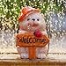 Garden Hedgehog Welcome Sign Statue with Mushroom Hat, Solar LED Ladybug Light, Outdoor Decorative Figurine, Housewarming Gift for Patio,Yard,Lawn Ornament