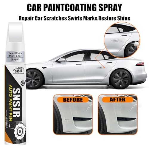 Image of Car Touch up Paint(Pearl White Multi-Coat(PPSW)) Compatible with Tesla Model Y /3 /X /S, Car Paint Pen Scratch Repair Two-In-One Touch Up Paint, Premium Car Scratch Remover for Deep Scratches
