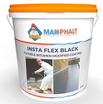 MAKPHALT (MK Petro) Insta Flex Black | Roof Balcony Bathroom Waterproofing Elastomeric Coating - 1Kg