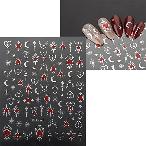 JMEOWIO 9 Sheets Moon Star Nail Art Stickers Decals Self-Adhesive Pegatinas Uñas Sun Nail Supplies Nail Art Design Decoration Accessories - Image 5