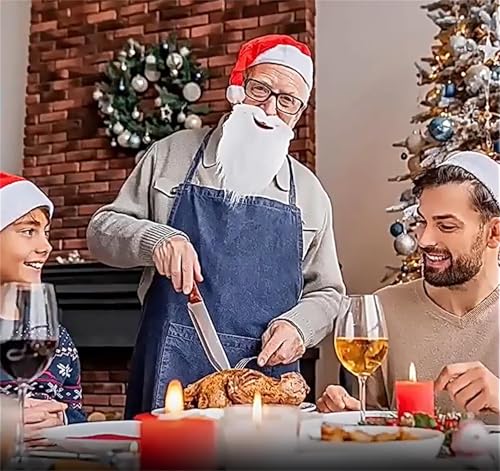 Santa Bart Kostüm Zwergenbart Rauschebart Weihnachten Holzfäller Bart Zubehör für Erwachsene Weihnachtsmann Weihnachten Christmas Halloween Mottoparty Cosplay Karneval Party (Weiß)