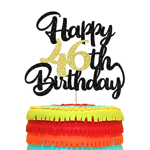 Image of 46th Happy Birthday cake topper happy birthday cake decoration 46th birthday party decoration gift plugin (46)