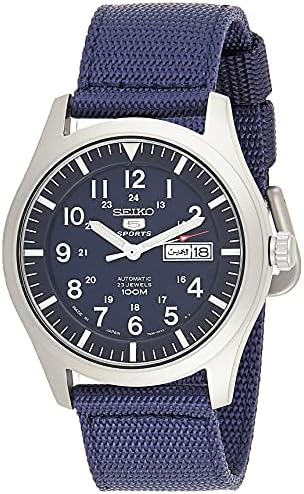 Seiko Men's Automatic Watch With Analog Display And Nylon Strap Snzg11J1, Blue