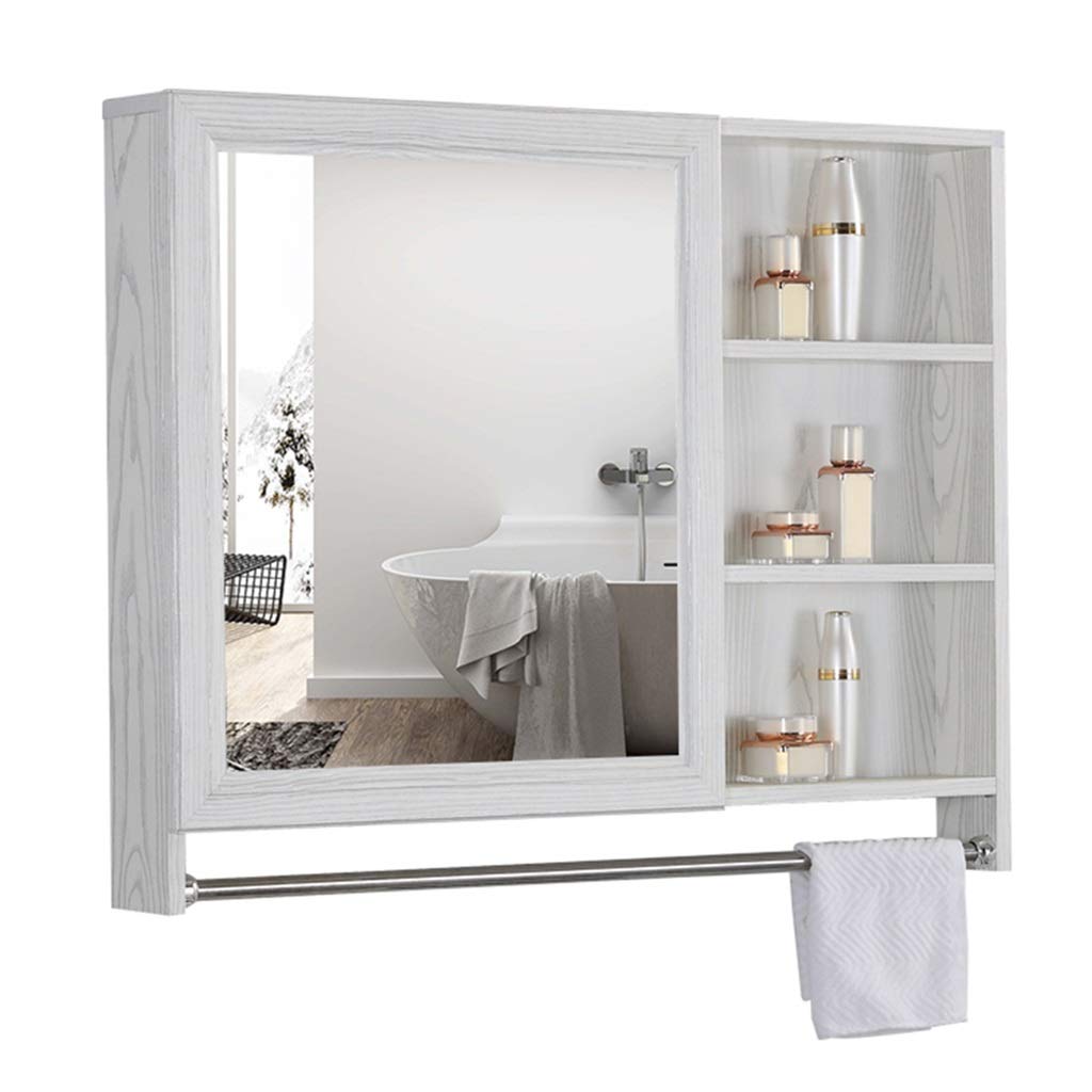 Armadietti a Specchio Toilette a Parete Impermeabile Specchio da Bagno Bagno con Porta Armadietto da Parete a più Livelli per Bagno (Color : White, Size : 60 * 12.5 * 70cm)