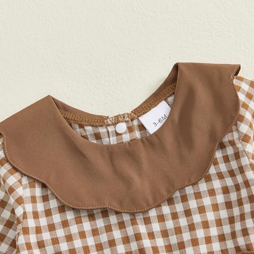 Newborn Baby Girl Thanksgiving Day Outfit Ruffle Turkey Embroidery Gingham Bubble Romper Bodysuit Shirt Cute Tops3