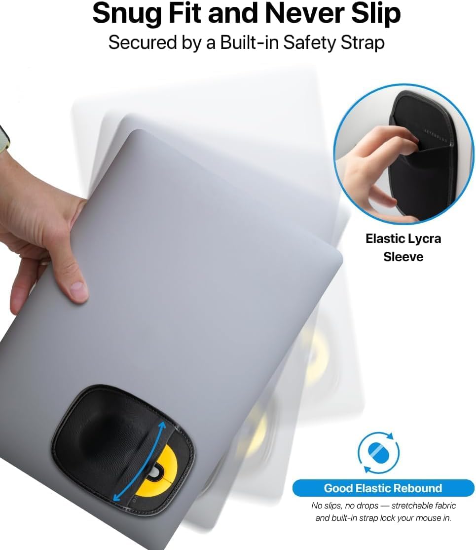 Stick-On Mouse Holder for Laptop, 3M Adhesive Elastic Pouch image 5