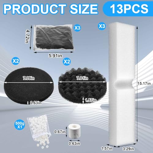 Image of Threlaco 24 Pcs Aquarium Filter Media Kit Compatible with Fluval Fx4 /Fx5 /Fx6 Filters, 4 Bio-Sponge Pads, 6 Bio-Sponge Block, 6 Activated Carbon, 4 Carbon Foam Pad, 2 Silicone Lube, 2 Ceramic Rings