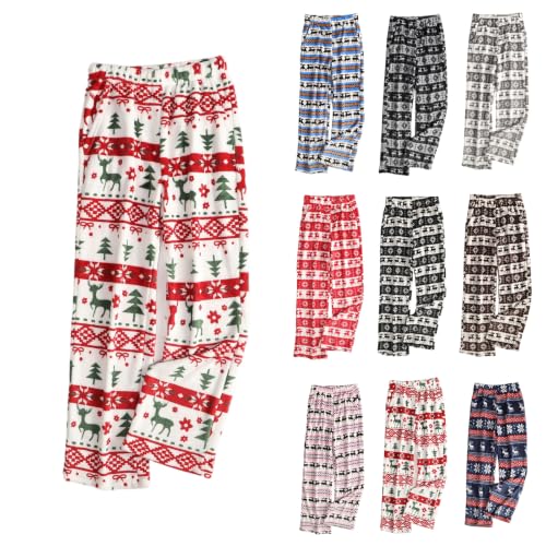 Womens Pajama Pants Christmas Deer Print Flannel Pajama Pants with Pockets - image 1