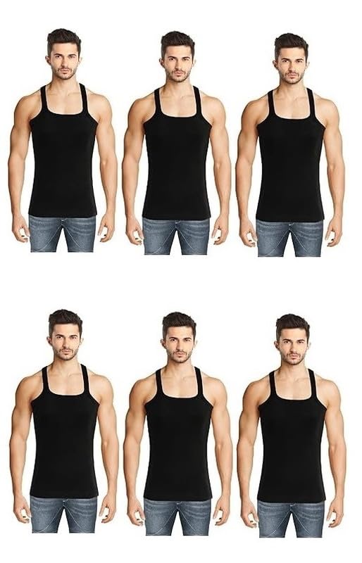 Image of INNERO Black Gym Vest for Men, Stylish Undershirt, Trending Baniyan
