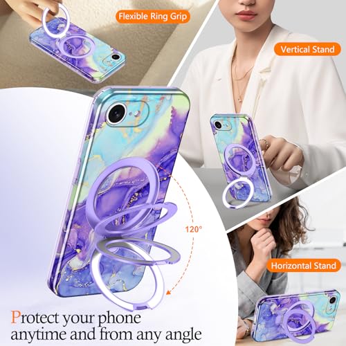 Casehas for iPhone 17e Case 2026, [Magnetic Invisible Stand] [Compatible with MagSafe] [Military Grade Drop Protection] Slim Translucent Matte Back Shockproof Protective Cover, Violet - image 2
