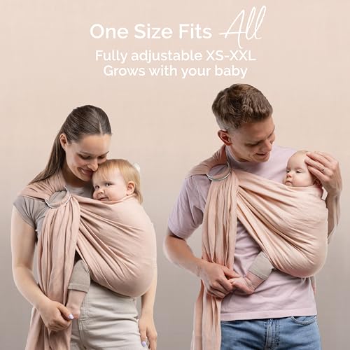 Image of Boba Ring Sling Baby Carrier, Bamboo Linen, Newborn to Toddler, Linen Peony